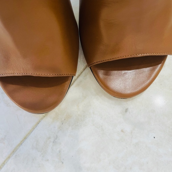 JIMMY CHOO Ankle Boot Bootie Memphis 100 Leather Canyon Brown Camel Peep… - Picture 15 of 16